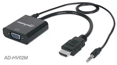 HDMI Male To VGA Female With Audio Converter Optional USB Micro-B Power Port • $29.98