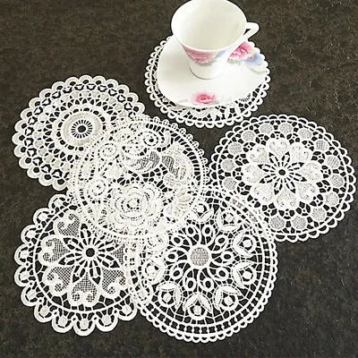 20/30/40CM Round Cotton Crochet Lace Handmade Placemat Flower Coaster Mat UK • £2.39