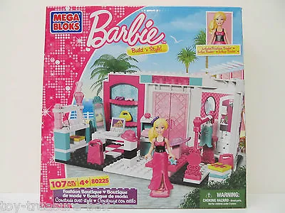 MEGA BLOKS 80225 BARBIE Build 'n Style- FASHION BOUTIQUE- 107 Pc Set - Ages 4+ • $29.99