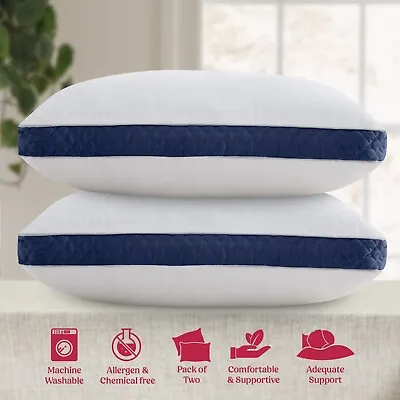 Bed Pillows Set Of 2 Gusseted Neck Support Soft Pillow For Side & Back Sleepers • $29.99
