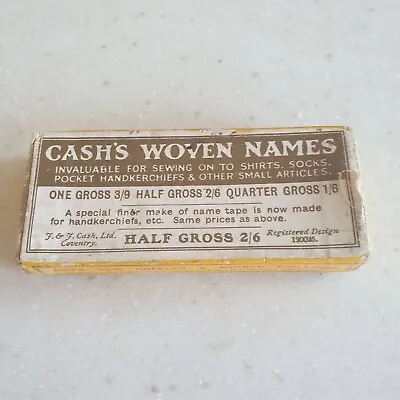 £5 • Buy Antique J&J Cash's Woven Names & Washing Trimmings Textile Box