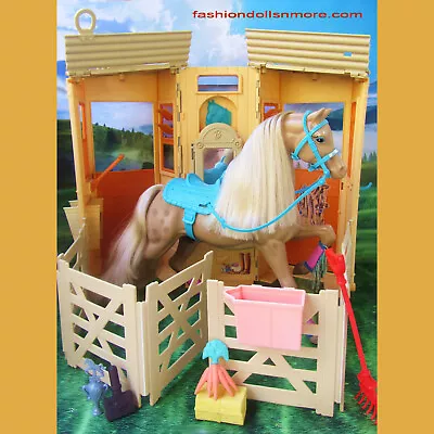 California Barbie CALI GIRL HORSE STABLES Playset & Western Fun SUNRUNNER • $80