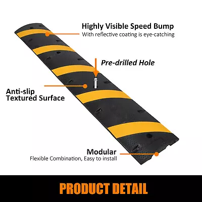 Modular Rubber Speed Bump Hump Wire Cable Protector Ramps Garage Gravel Roads US • $139.49