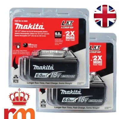 2PCS Makita BL1860B 18v 6Ah LXT Li-ion Genuine Makstar Battery 197422-4 Single • £139.99