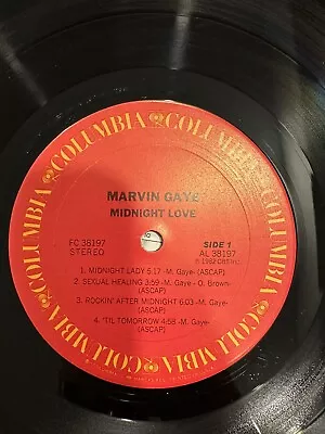 Marvin Gaye Midnight Love Vinyl LP 1982 Record Columbia FC38197 Soul Funk Disco • $5