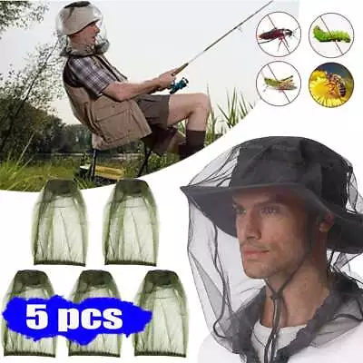 5pcs Anti Mosquito Bug Bee Insect Head Net Hat Cap Sun Protection Fishing Hiking • $9.94