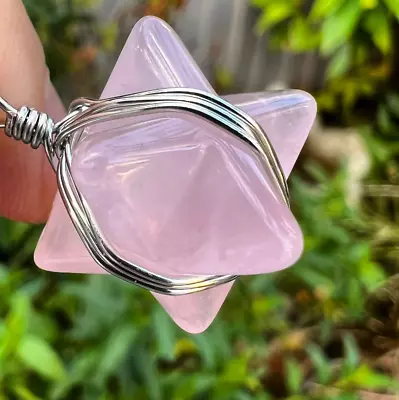 £11 • Buy Rose Quartz Merkaba Crystal Pendant Necklace Jewellery Gifts Healing Stone Shop