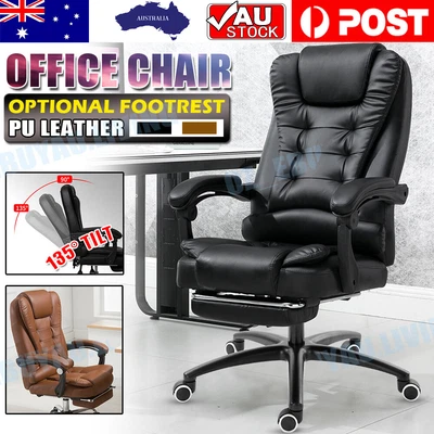 $123.88 • Buy Deluxe Office Chair Executive Recliner Computer Gaming Seat Premium PU Leather