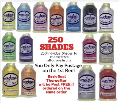 £2.79 • Buy Marathon Embroidery Machine Thread For Brother Janome  250+ Colours 1,000m Reels
