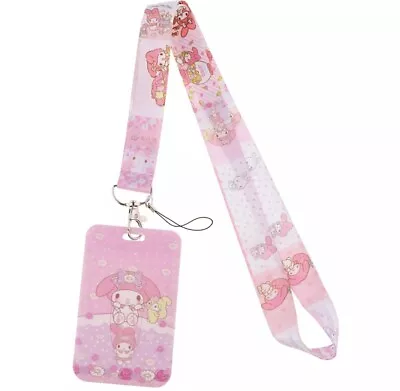 New ! Sanrio My Melody Pink Lanyard Keychain  + Badge Card Holder JAPAN • $13.99