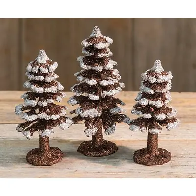 Set Of 3 Assorted MINI Glitter Christmas Trees - Rustic Farmhouse • $7.90