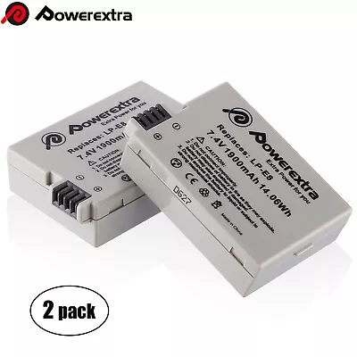 Powerextra  2 Pack 7.4V 1900mAh Li-ion Battery For Canon LP-E8 CA Rebel T3i T2i • $16.19