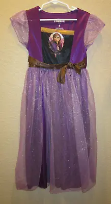 Disney Princess Anna Frozen Purple Costume Or Play Dress Size 6 Sparkly Pretty • $10.87