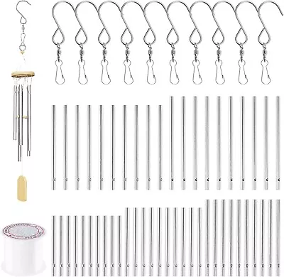 Swpeet 61Pcs Wind Chime Tubes Parts And 100 Yard Wind Chime Wire With Swivel Hoo • $29.01