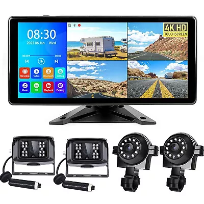4K RV Backup Camera System 9  Quad Split Touch Screen Monitor 4 1080P For Truck • $209