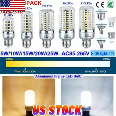 4Pack LED Bulb 25W 20W 15W 10W 5W Corn Light 85-265V E27 E14 E12 B22 GU10 Lamp • $8.69