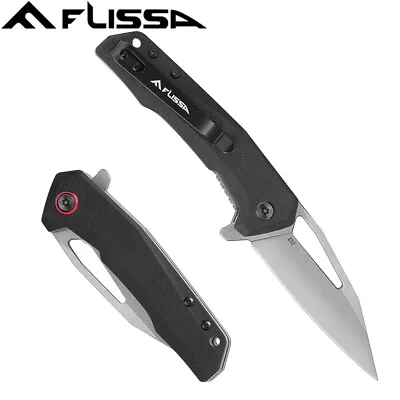 FLISSA Pocket Knife Folding EDC Knife 3-1/4 Inch D2 Blade Liner Lock G10 Handle • $20.99