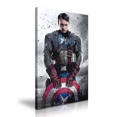 Captain America Avengers Stretched Canvas Print Wall Decoration Art More Sizes • £26.99