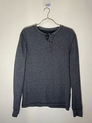 Faded Glory Thermal Shirt Long Sleeve  1/4 Button Grey Mens Size S • $9