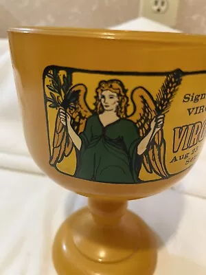 Vintage 70'S Era Zodiac Astrology Virgo Gold Color Glass Goblet Retro Era • $39