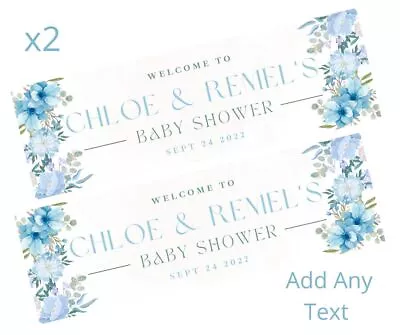 2x Personalised BABY SHOWER / GENDER REVEAL Banners LARGE Party Poster Flowers • £5.95