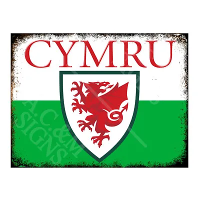 £3.95 • Buy Metal Tin Sign Plaque Retro Cymru Dragon Flag Man Cave Home Bar Garage 13934R