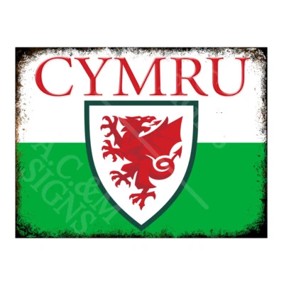 £3.95 • Buy Metal Tin Sign Plaque Retro Cymru Dragon Flag Man Cave Home Bar Garage 13934R