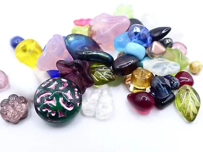 £2.99 • Buy 50g Mix Czech Glass Beads Flower, Animal, Teardrop, Leaf, Round, Spacer- J045