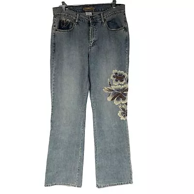 Womens Vintage 90s Z Cavaricci Beaded Painted Jeans Size 12 • $11.99