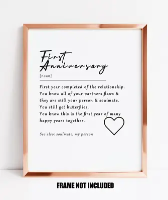 First Anniversary Definition Print First Anniversary Gift One Year Together • £3.99