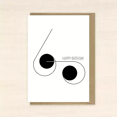 60th Birthday Card Minimal Graphic Australian Made Blank With Envelope • $6.95