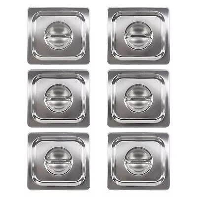6 Pack 1/6 Size Steam Table Pan Cover Stainless Steel Hotel Pan Lid With Hand... • $30.40
