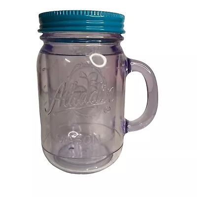 Aladdin Mason Jar Mug Clear Teal Lid No Straw Handle 20 Oz • $11.43