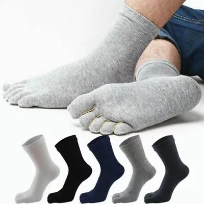 5Pair Mens Five Finger Toe Orthopedic Compression Socks Winter Casual Breathable • £5.99