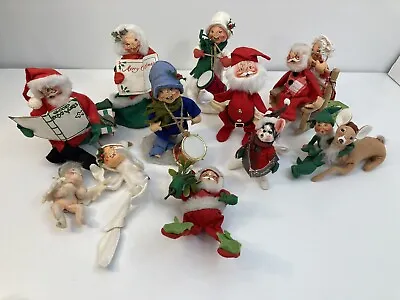 $99.99 • Buy Lot Vintage Annalee Christmas Dolls Santa Mrs Claus Elf Reindeer Drummer Boy