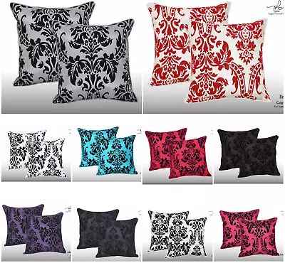 Pack Of 2 Luxury English Damask Flock Cushion Covers 17  X 17  Twin Pack • £5.99