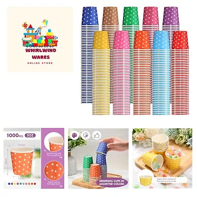 1000 Pack 5oz Paper Cups Multicolor Small Disposable Cups Star Water Cups B... • $54.99