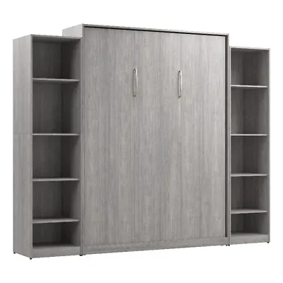 Bestar USA Claremont Wood Queen Murphy Bed With Closet Organizers In Gray • $1573.33