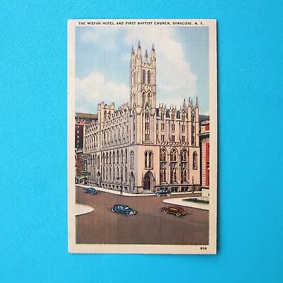 Vintage Linen Postcard - Mizpah Hotel & First Baptist Church Syracuse NY - 836 • $7.95