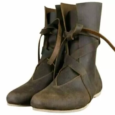 Viking Renaissance Medieval Leather Poulaines Boot Larp Viking Middle High Boot • $89.99