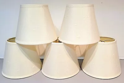 Linen Look Chandelier Lamp Shades Lined Mini Sconce Silk Clip On Beige Off White • $44