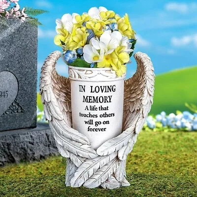 Memorial Angel Wings Prayer Flower Vase Stake IN LOVING MEMORY Grave Cemetery • $46.25