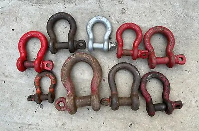 7/8 8-1/2 6-1/2 3/4 1/2 & More Crosby Screw Pin Clevis Shackles Lot Of 9 • $250