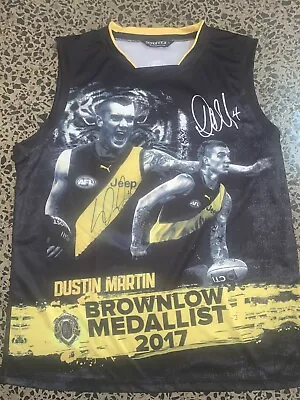 $395 • Buy DUSTIN MARTIN RICHMOND TIGERS JUMPER Hand Signed Brownlow Norm Smith Premiers