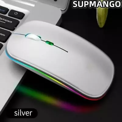 New Slim Silent Rechargeable Wireless Mouse RGB LED USB Mice MacBook Laptop PC • £6.99