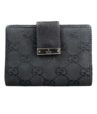 $185.50 • Buy Gucci Card Wallet GG Canvas Leather Black Authentic Card Holder.