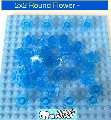 LEGO Flower Round 2x2 Flower Trans Medium Blue Rounded Open Stud X20 • $13.47
