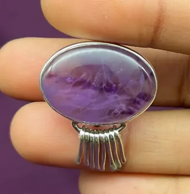 925 Sterling Silver Amethyst Brooch Pin Vintage Unique Jewelry Gift For Men • $23.18