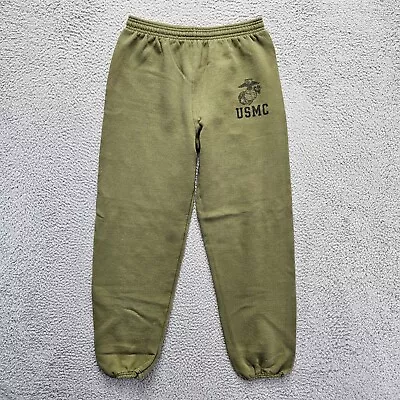 US Marine Corps USMC Sweatpants Size Medium Green Fleece Training Pants • $14.99