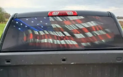 American Flag USA Pick Up Truck Rear Window Graphic Decal Perforated Vinyl • $39.98